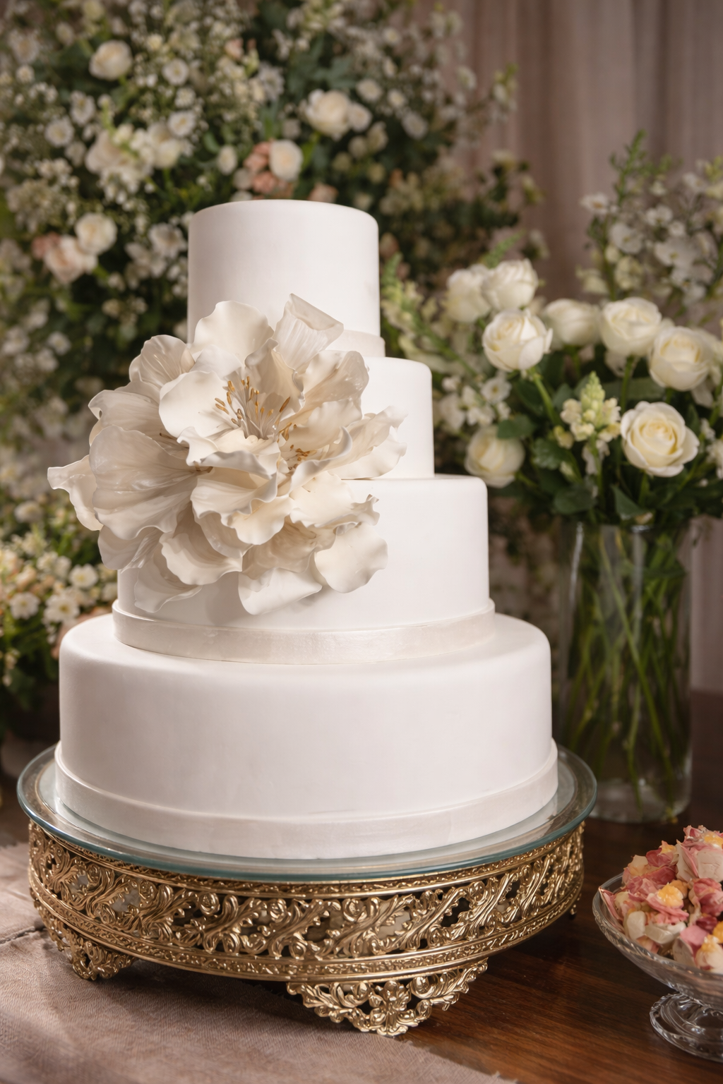 Bolo de casamento com flores de açúcar - Maria Alice & Mirian